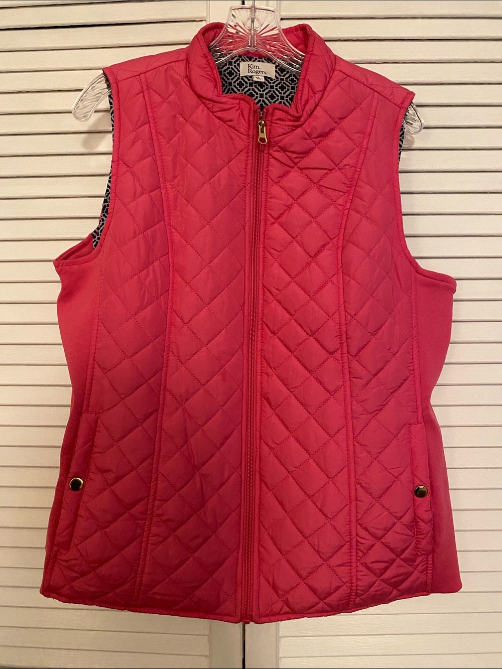 Kim Rogers Quilted Hot Pink Zip-Front Vest